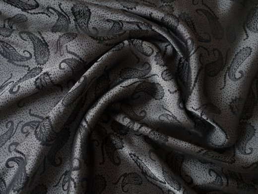 Seide Paisley grau / schwarz - Meterware