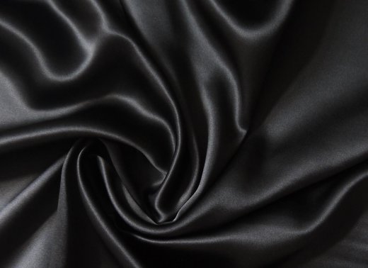 Crepe Satin Seide uni 16 Mommé - schwarz Meterware - SE18schwarz