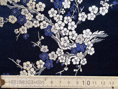 China Seidenstoff Kirschblüte dunkelblau - Meterware - SKI18