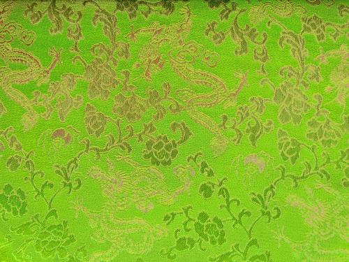 Seidenstoff Drachen grasgrün - Meterware - SED17