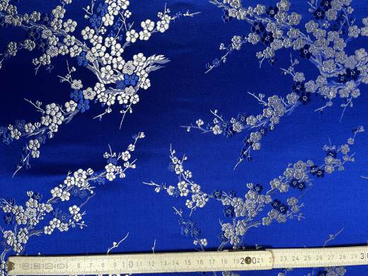 China Seidenstoff Kirschblüte blau - Meterware