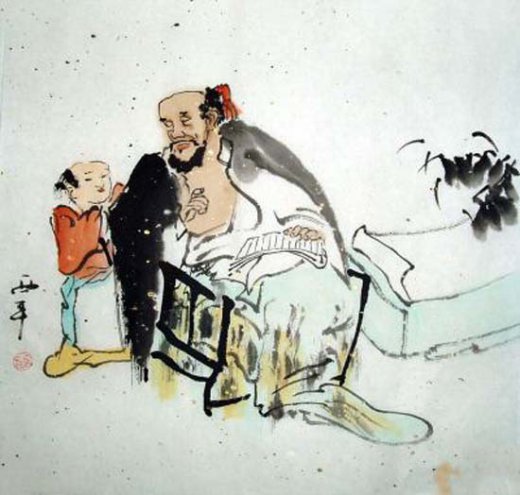 Der Weise Aquarell von Tang Xi Ping - Tangxi008