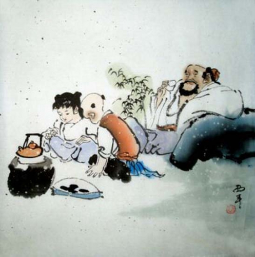 Die Familie Aquarell von Tang Xi Ping - Tangxi010