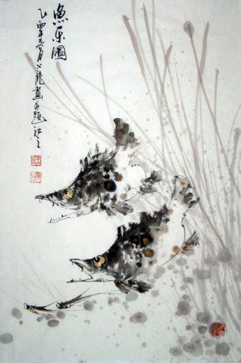 Fischausflug / Aquarell von Wang Xiao Long - wangxiao053