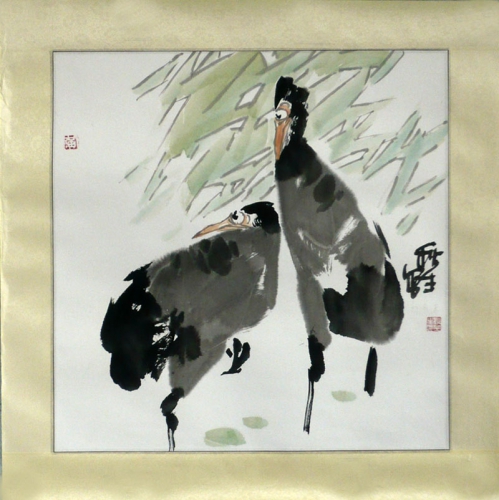 Vogelpaar - Aquarell von Huang Qiu Sheng