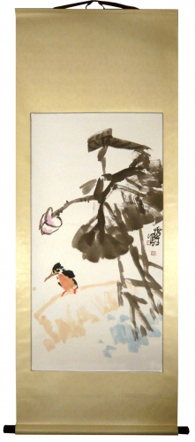 Eisvogel Rollbild Aquarell von Huang Qiu Sheng