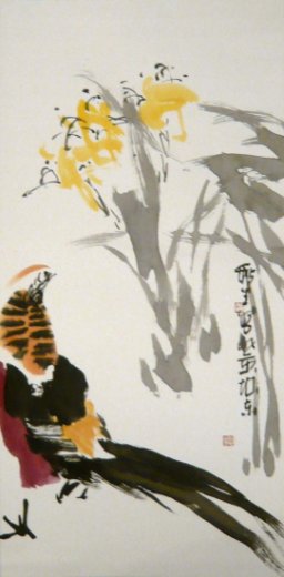 Truthahn Rollbild Aquarell von Huang Qiu Sheng