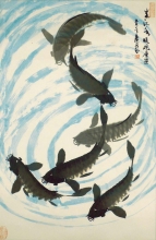 Im Fischteich III - Aquarell von Sun Qing Ming - sunqingming003