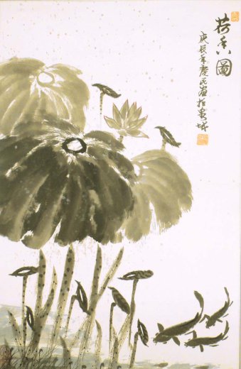 Im Fischteich II - Aquarell von Sun Qing Ming