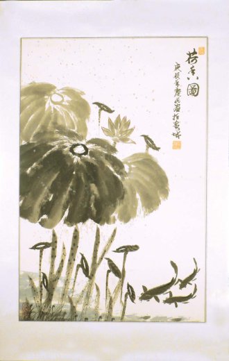 Im Fischteich II - Aquarell von Sun Qing Ming - sunqingming002