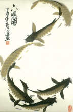 Im Fischteich IV - Aquarell von Sun Qing Ming - sunqingming004