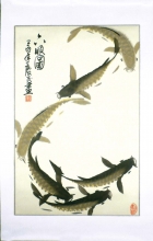 Im Fischteich IV - Aquarell von Sun Qing Ming - sunqingming004