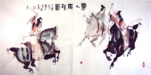 Polo in der Tang Dynastie III Aquarell von Li Gang - ligang003