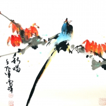 Der Sänger - Aquarell von Wu Yun Feng - wuyun050