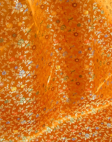 Jaquardstoff Blumen orange - Meterware - SBL01
