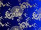 Seidenstoff Brokat Drachen und Pferdewagen blau / gold - Meterware - SDR25