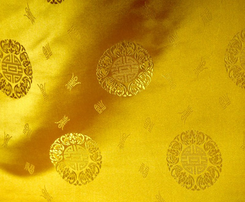 Echte chinesische Brokat-Seide Meterware Gelb 