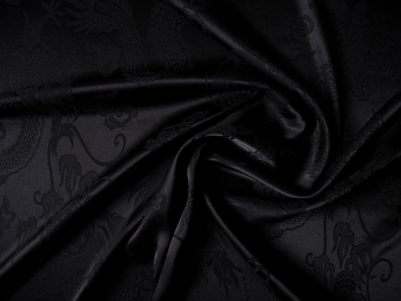 China Drache Dekostoff schwarz 144 cm breit Meterware 