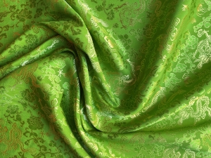 Seidenstoff Drachen grasgrün - Meterware