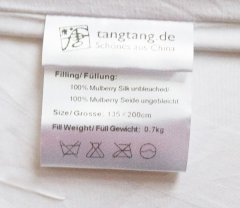 tangtang.de - Seidenbett Kombiangebot 2000 g + 1000 g Maulbeerseidenfüllung Bettdecke 135 x 200 cm, 155 x 220 cm - DS16