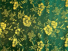 Brokat Seidenstoff Chrysantheme grün/gelb  - Meterware - SCY01