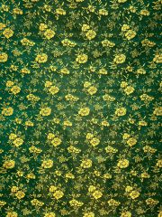 Brokat Seidenstoff Chrysantheme grün/gelb  - Meterware - SCY01