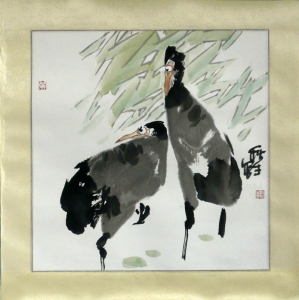 Vogelpaar - Aquarell von Huang Qiu Sheng - huang015