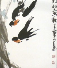 Ausflug Rollbild Aquarell von Huang Qiu Sheng - Huang 019