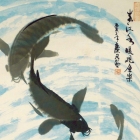 Im Fischteich III - Aquarell von Sun Qing Ming - sunqingming003