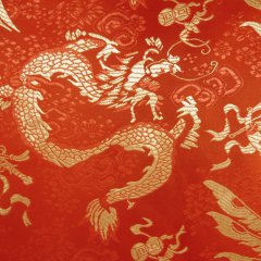 China Brokat Seidenstoff Drachen rot - Meterware - SDR09