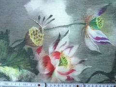 Seide / Leinen große Blüten - Meterware - SEBL71